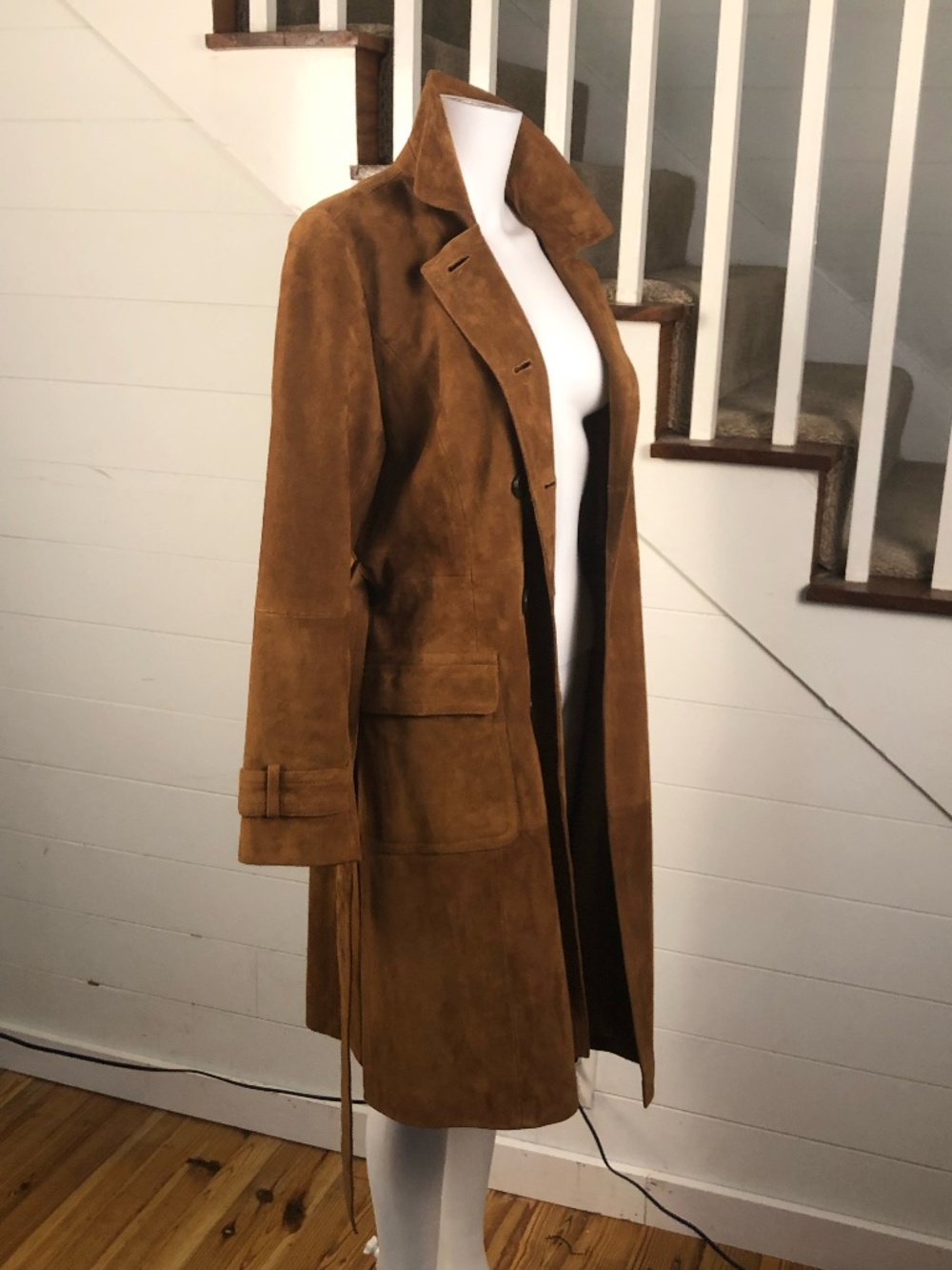 NWT Talbots Goat Suede Trench Coat Cognac Size 4 $899 MSRP
